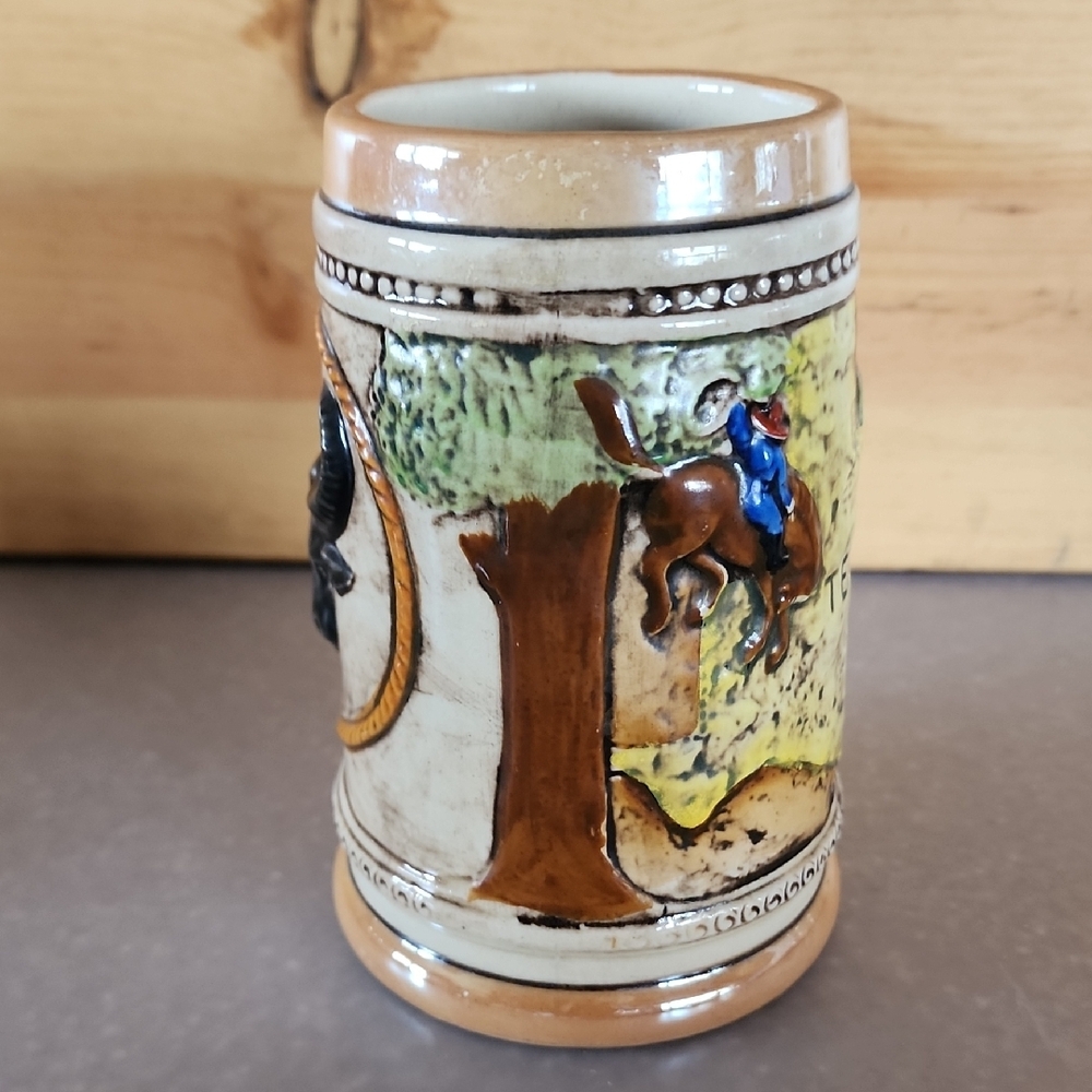 Texas Ceramic Souvenir Beer Stein - Yellow & Blue - Picture 2 of 13